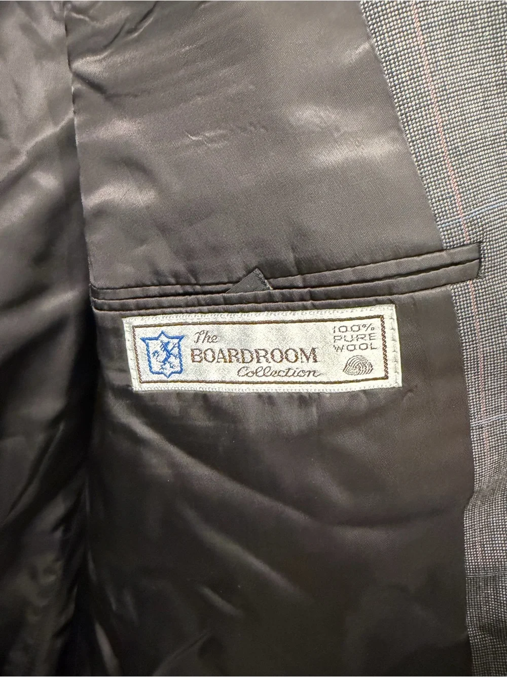 Vintage Hickey Freeman Charcoal Gray Windowpane Boardroom Collection Blazer